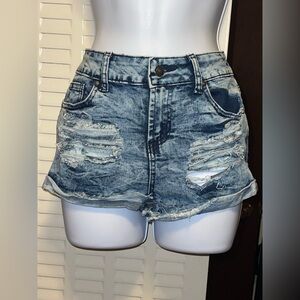 Distressed Denim Shorts